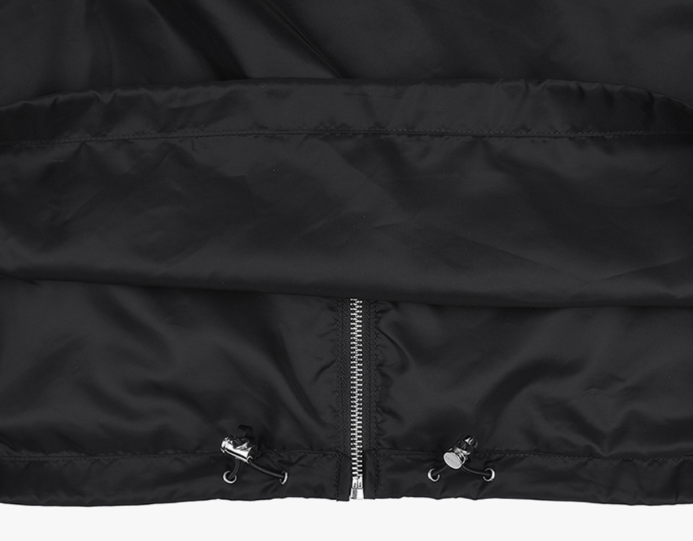 [Authentic][New] PRADA Triangle Logo K-Way Hooded Windbreaker Jacket Black SGA466 106O F0002 (Size 52/L)