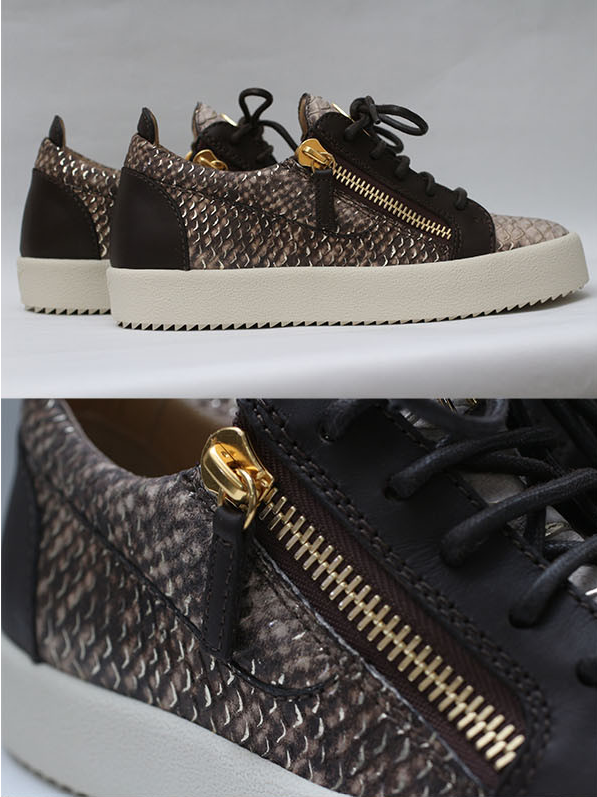 [정품][새상품] GIUSEPPE ZANOTTI RM6001 파이톤 레더 지퍼 여성 스니커즈 (사이즈 37 / 240mm)