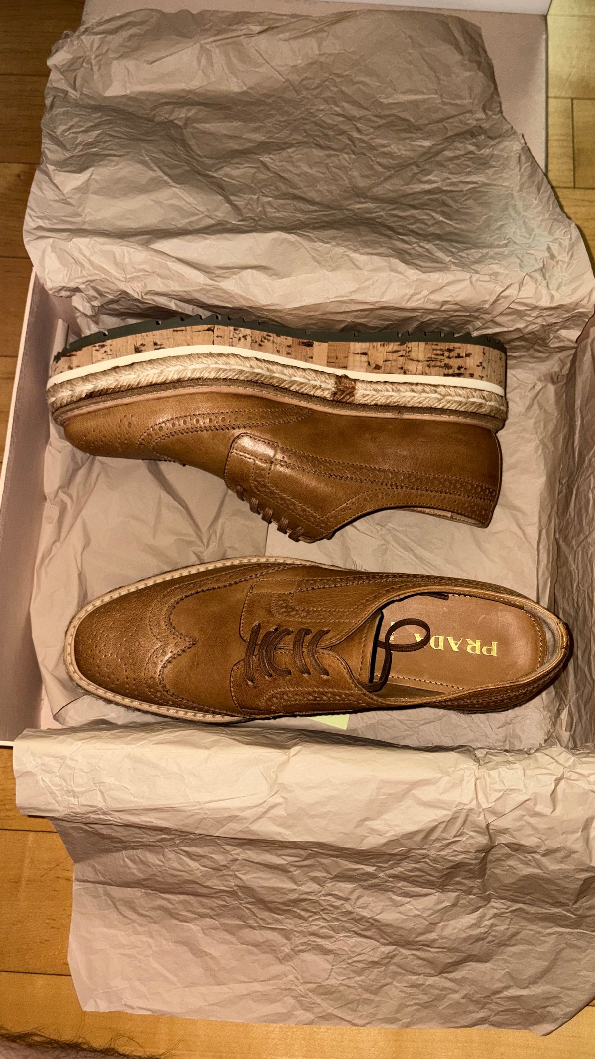 [정품][새상품] PRADA 여성 브로그 에스파드리유 슈즈 1E544D NATURALE EU37 235-240mm