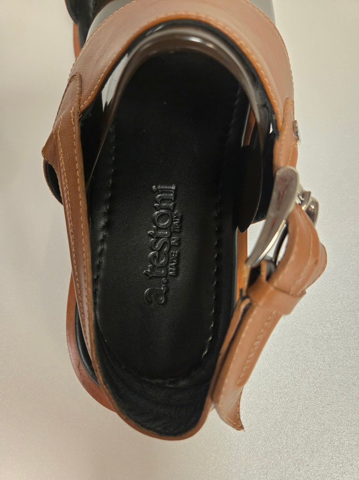 [Genuine] [New Product] A.TESTONI Men's Brown Leather Strap Sandals