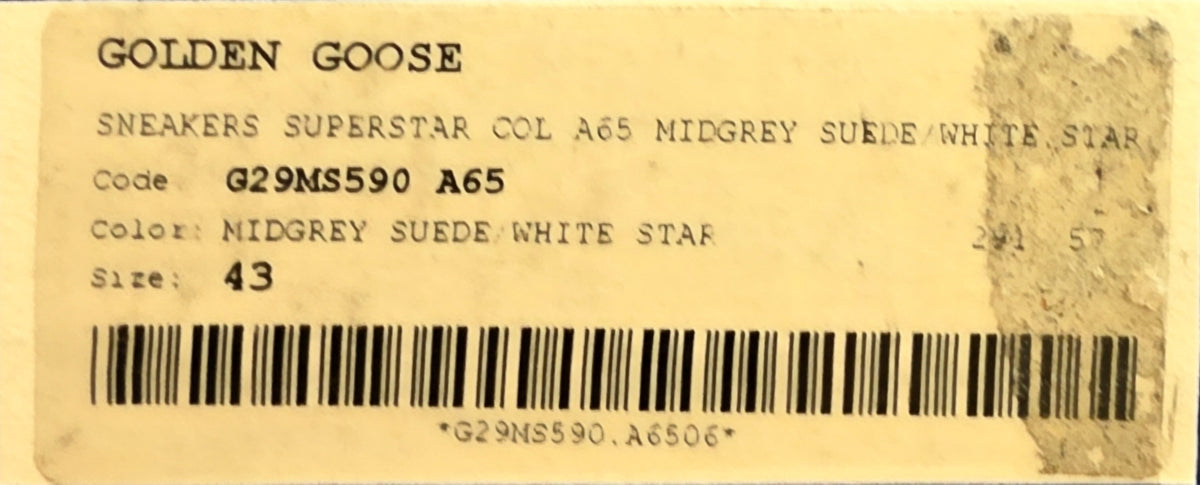 [Authentic][New] Golden Goose Superstar Mid Grey Suede White Star (G29MS590 A65 / EU 43 / 275 - 280mm)