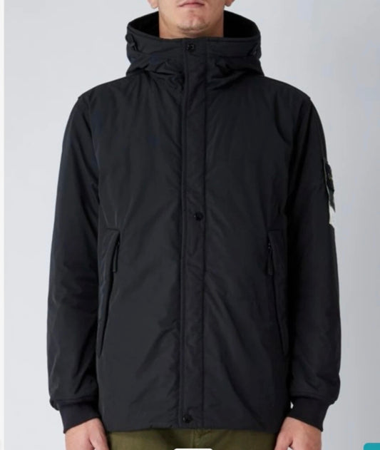 [정품][새상품] STONE ISLAND 남성 Micro Twill 프리마로프트 후드 패딩 자켓 블랙 (사이즈 M)
