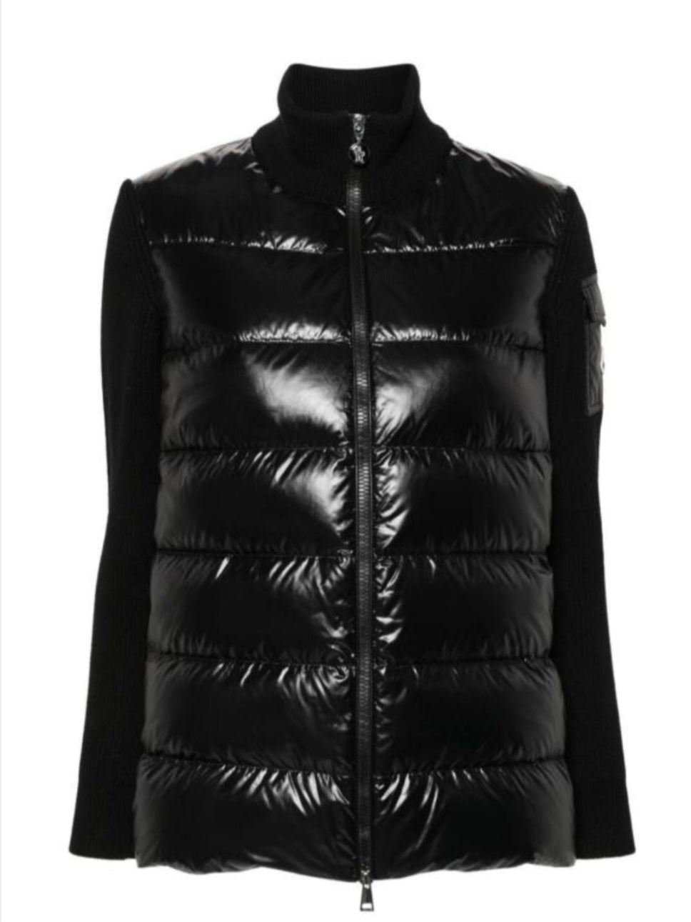[정품][새상품] MONCLER 여성 니트 패딩 가디건 블랙 로고패치 9B00013 M1131 999 (사이즈 L)