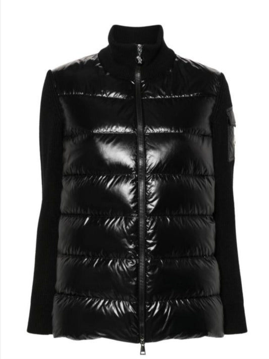 [정품][새상품] MONCLER 여성 니트 패딩 가디건 블랙 로고패치 9B00013 M1131 999 (사이즈 L)