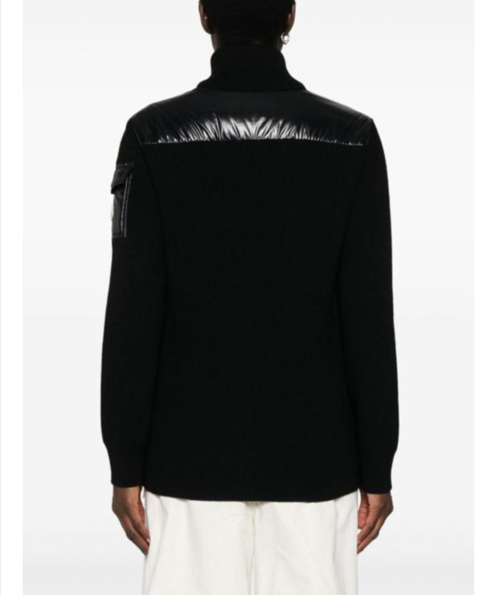 [정품][새상품] MONCLER 여성 니트 패딩 가디건 블랙 로고패치 9B00013 M1131 999 (사이즈 L)