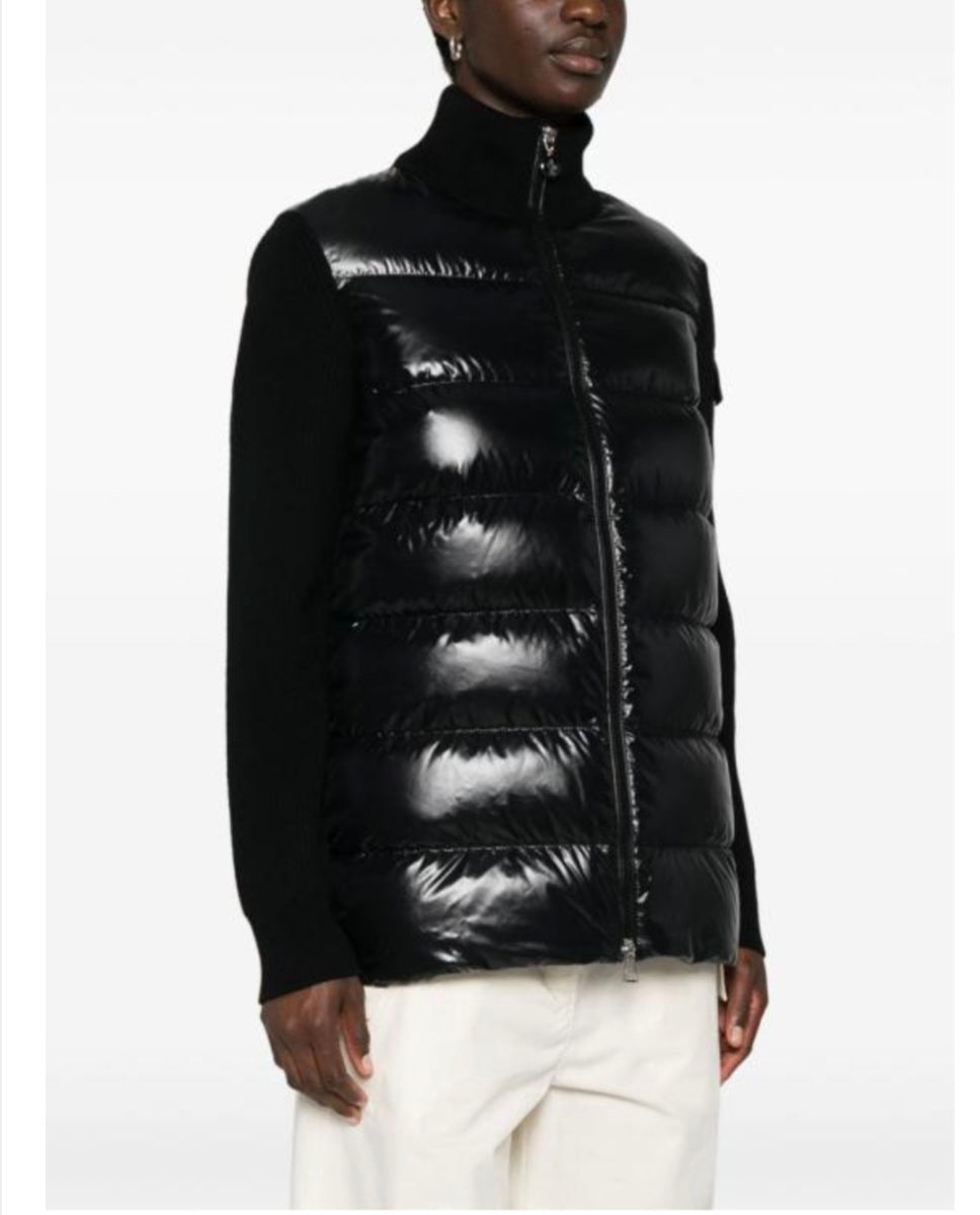 [정품][새상품] MONCLER 여성 니트 패딩 가디건 블랙 로고패치 9B00013 M1131 999 (사이즈 L)