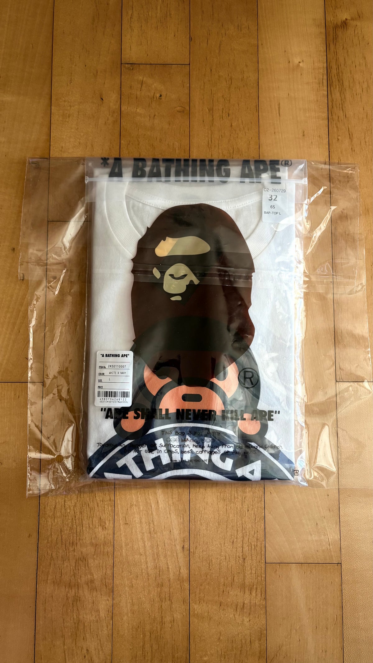 [Authentic][New] 26SS BAPE Color Camo Milo On Busy Works T-Shirt White×Navy L(105) (002TEM301007M)